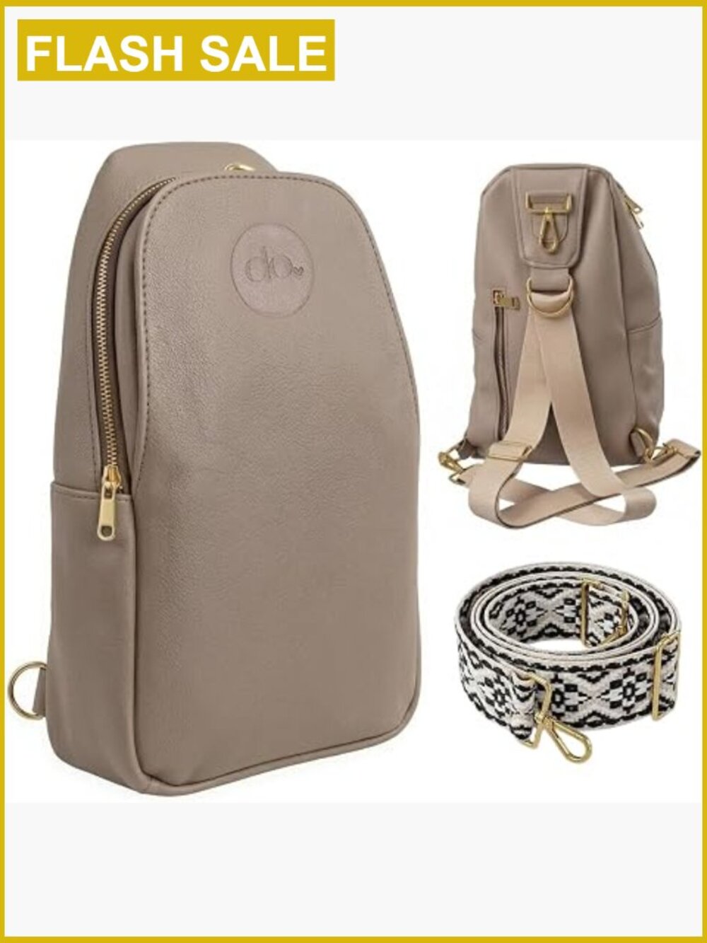 Mini Diaper Bag Backpack Convertible Crossbody Sling Vegan Leather 5 Pockets